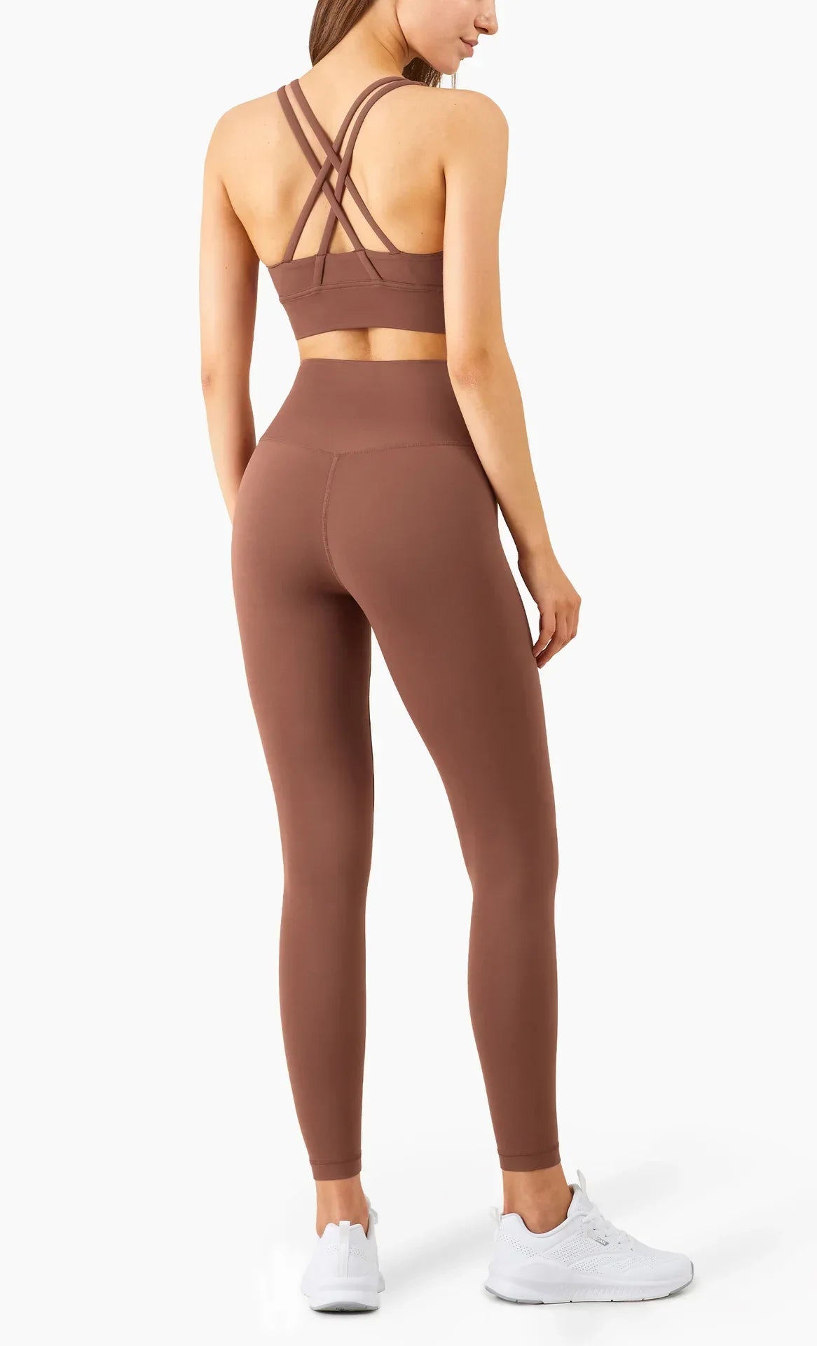 Summer 2 Piece Women's Yoga Tracksuit - Cross-Back Nylon Top and Leggings Athletic Set for Pilates and Fitness
