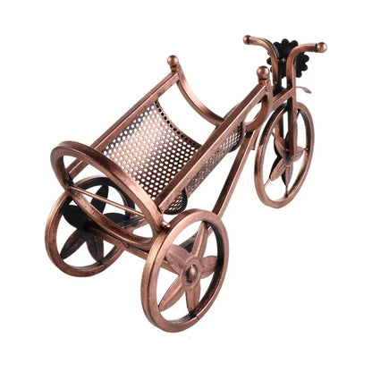 Creative Metal Wine Rack – European Retro Tricycle Bike Design for Wine Display, Storage Organizer Shelf, Kitchen & Home Decor