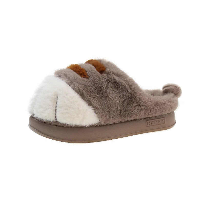 Adorable Kitty Claw Slippers for Women – Non-Slip Furry Mules, Warm Fluffy Cat Slides