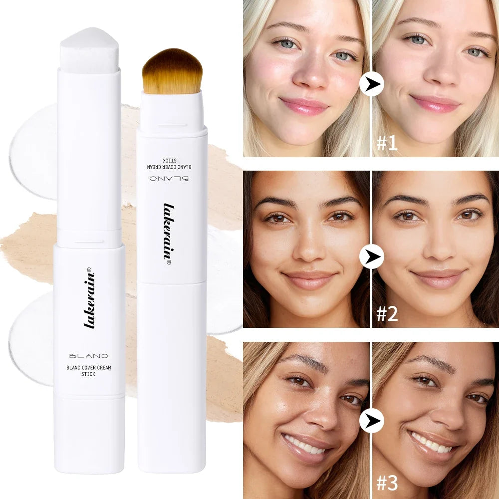 Color Changing Foundation Stick - Waterproof Dual-Ended High Coverage Makeup with Brush