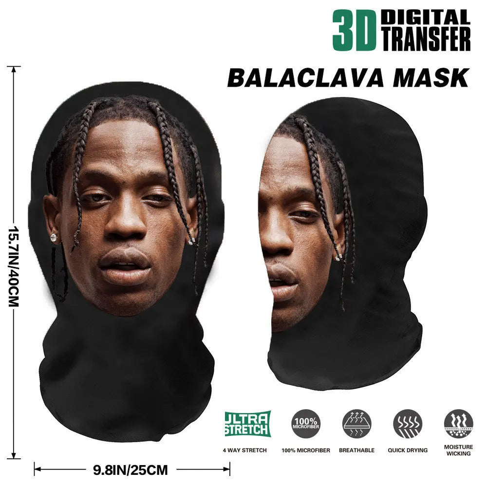 3D Printed Kanye Mask – Elastic Mesh Full Face Cosplay & Party Hood for Men & Women, Hip Hop Streetwear Balaclava