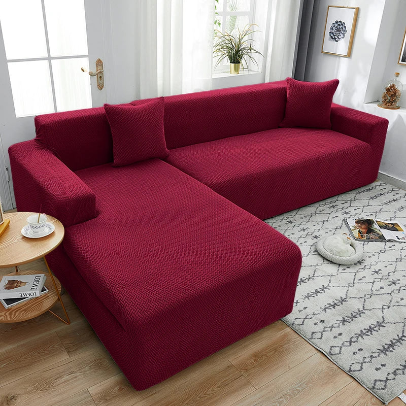 Jacquard Thick Stretch Sofa Cover – Elastic Slipcover for Armchair, L-Shaped & 1–5 Seater Couch Living Room Protector