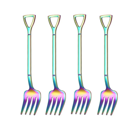4PCS Stainless Steel Fruit & Dessert Forks - Creative Shape Tableware for Family Parties