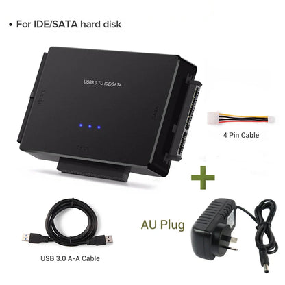 USB 3.0 to SATA IDE Adapter Cable – 3-in-1 Converter for 3.5/2.5 inch HDD/SSD, CD/DVD ROM, CD-RW