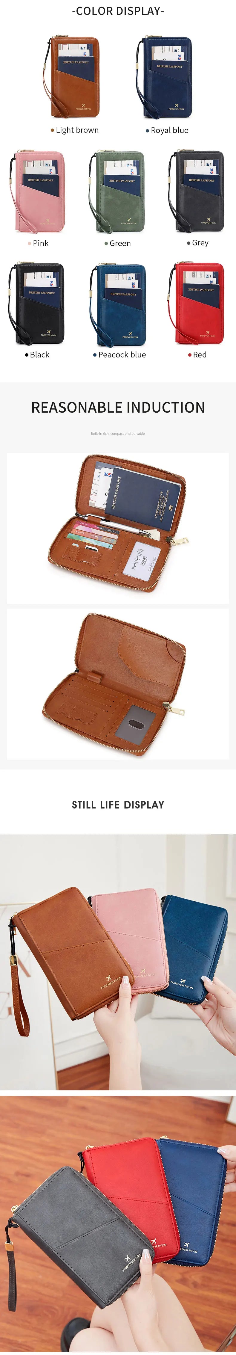 Fashionable RFID Passport Holder – PU Leather Front Pocket Wallet, Multifunctional Travel Accessories for Protection