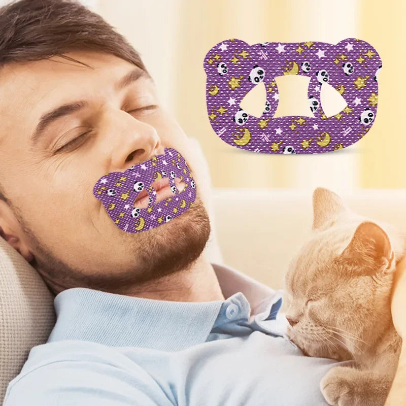 30pcs Anti-Snoring Stickers — Night Sleep Lip & Nose Breathing Patch, Mouth Correction Orthosis Tape for Children & Adults