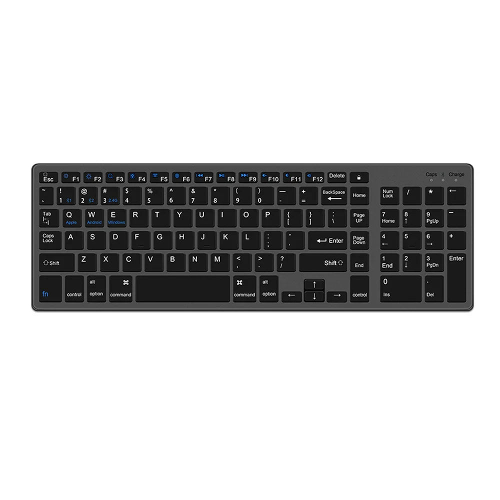 Wireless Bluetooth 5.0 & 2.4G Keyboard – 102-Key English Rechargeable USB-C Keyboard for MacBook, iPad, Tablet & PC Accessories