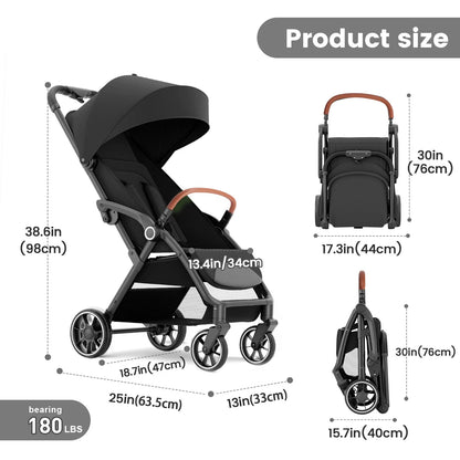 Foldable Luxury Baby Stroller Seat with 360° Swivel – Portable Newborn & Toddler Carriage