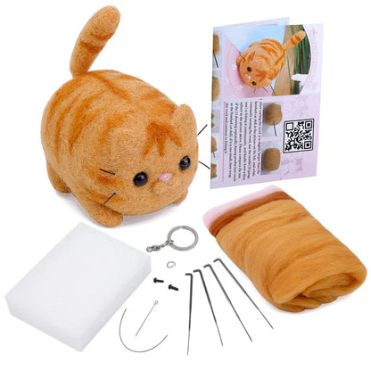 Animals DIY Needle Felting Set – Handcraft Project Kit for Beginners with Foam Mat & Tools