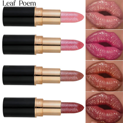 6 Colors Glitter Metallic Lipstick – Waterproof, Long-Lasting Diamond Pearlescent Lip Gloss for Moisturizing Sexy Lips