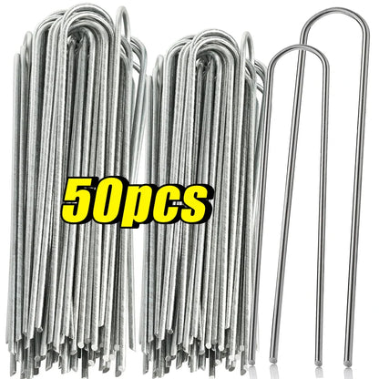 U-Type Heavy Duty Garden Staples – Galvanized Fence Sod Pins & Landscape Ground Stakes for Lawn, Barrier & Garden Fixing Nails