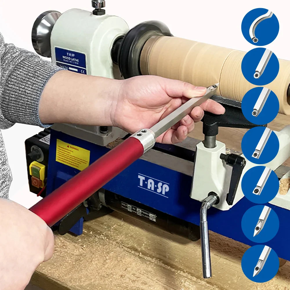 TASP Swan Neck Woodturning Tool – Carbide Insert Cutter with Aluminum Handle for Woodworking Lathe Machine