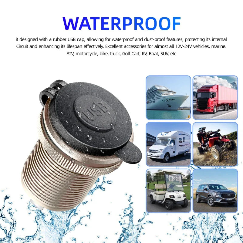 Type-C Built-in USB Car Charger Socket QC3.0 Fast Charging Aluminum Metal Power Outlet Adapter for Audi A1 A3 A4 A5 A6 A7 A8 Universal Fit