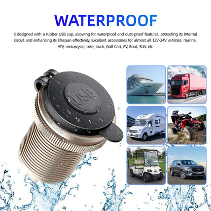 Type-C Built-in USB Car Charger Socket QC3.0 Fast Charging Aluminum Metal Power Outlet Adapter for Audi A1 A3 A4 A5 A6 A7 A8 Universal Fit