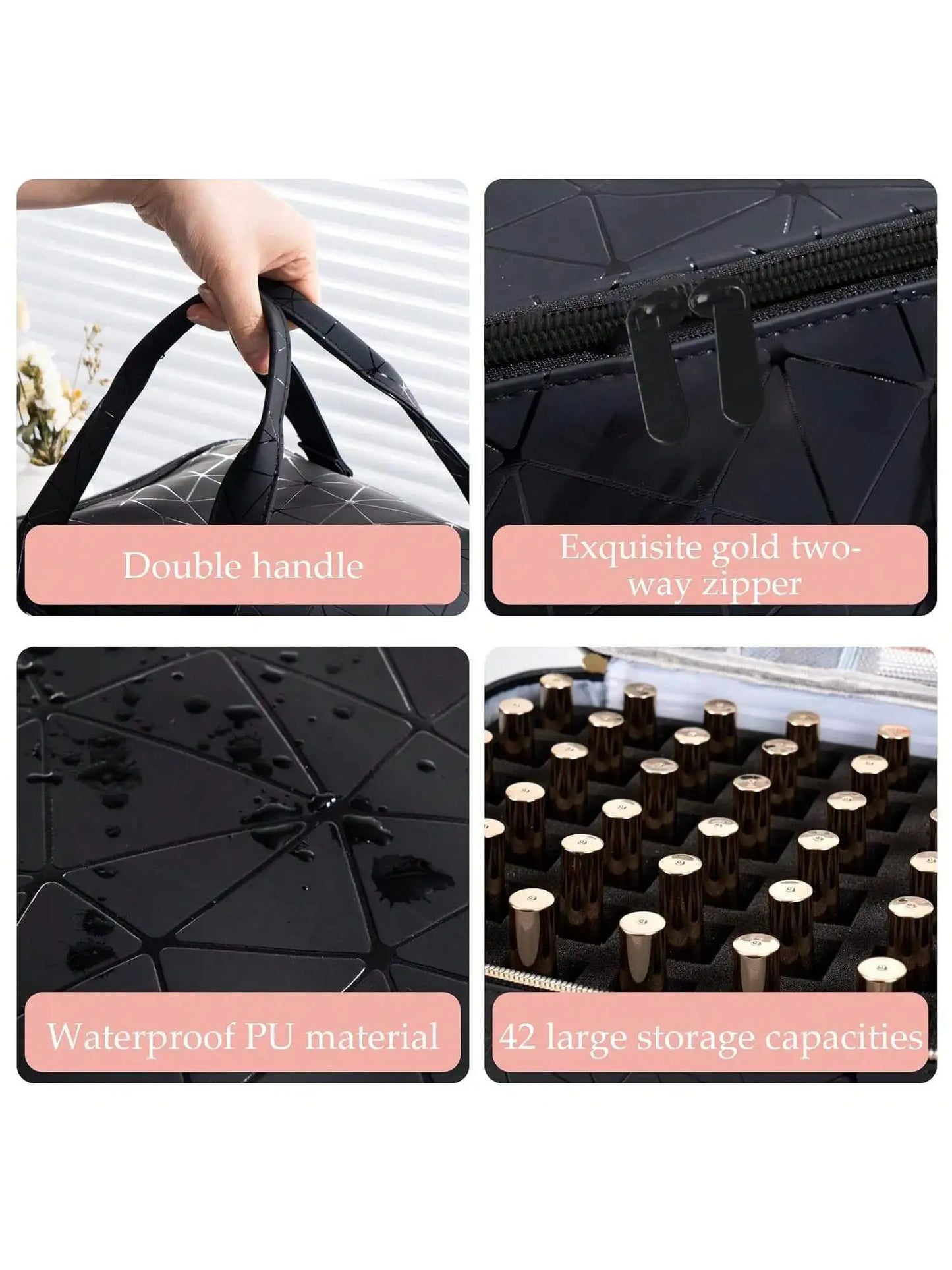Women's Portable Double-Layer Nail Polish & Essential Oil Storage Bag – Multi-Function Organizer for Travel