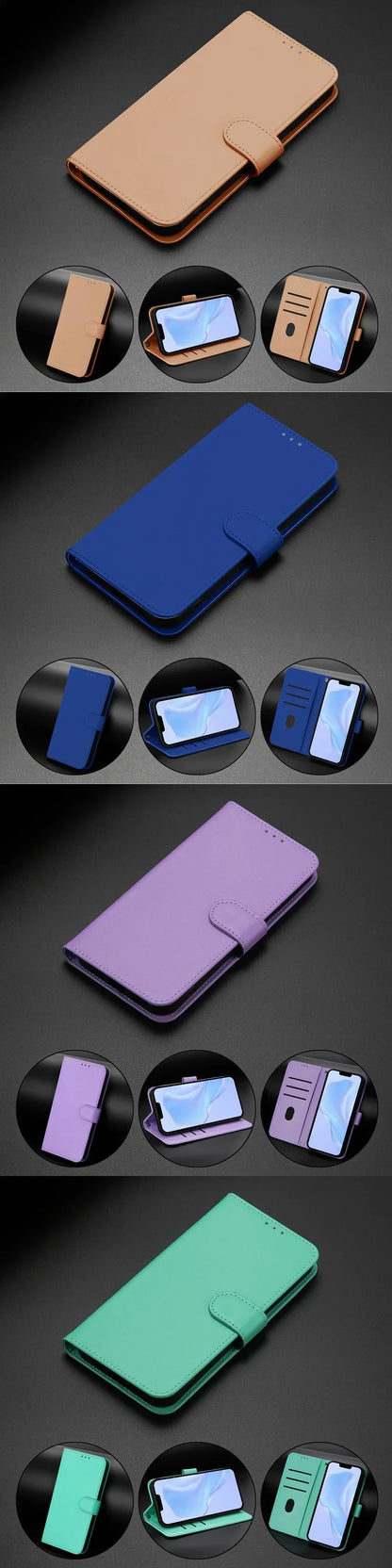 iPhone 16 Series Wallet Leather Flip Case – Protective Cover for 16, 16 Pro, 16 Pro Max & 16 Plus