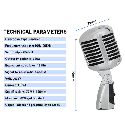 LEUS LAC50-55SH Professional Wired Vintage Microphone – Dynamic Vocal Mic for Live Performance & Karaoke