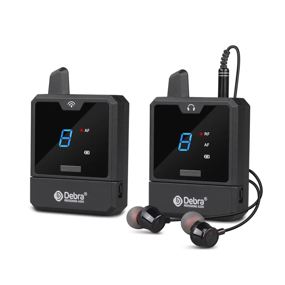 Debra Portable UHF IEM Wireless In-Ear Monitor System – Rechargeable Audio Mini for Music, Live Broadcast & Audio Monitoring