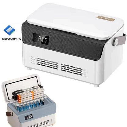 Double Insulin Mini Cooler Box – Portable Medicine Refrigerator with 13600mAh Battery for Travel & Car