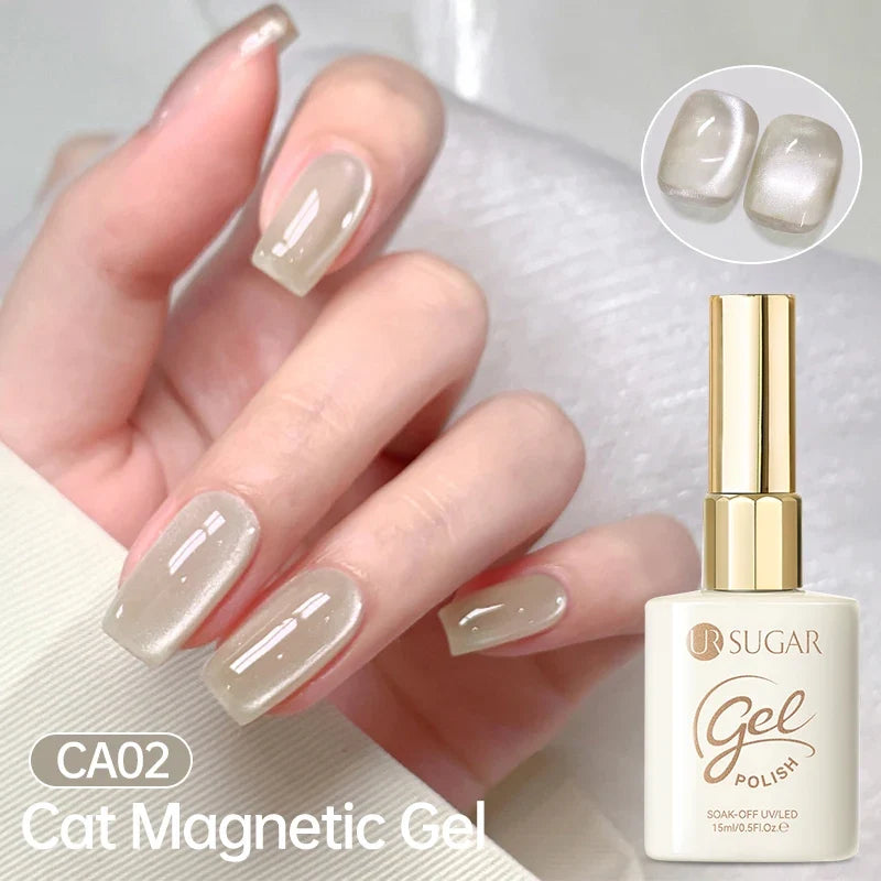 UR SUGAR Jelly Pink Cat Magnetic Gel Nail Polish 15ml - Glitter Ice Effect Soak Off UV LED Semi-Permanent Manicure Gel