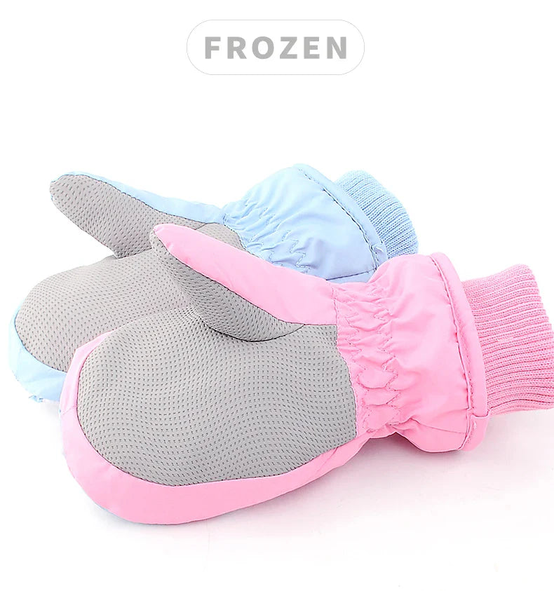Hasbro Princess Elsa Finger Ski Gloves - Cute Kawaii Velvet, Thickened & Waterproof Gloves for Girls, Warm Winter Kids Gloves