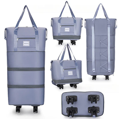 Large Capacity Travel Backpack with Wheels – Portable Double-Layer Luggage Bag, Universal Detachable Storage for Checked Travel