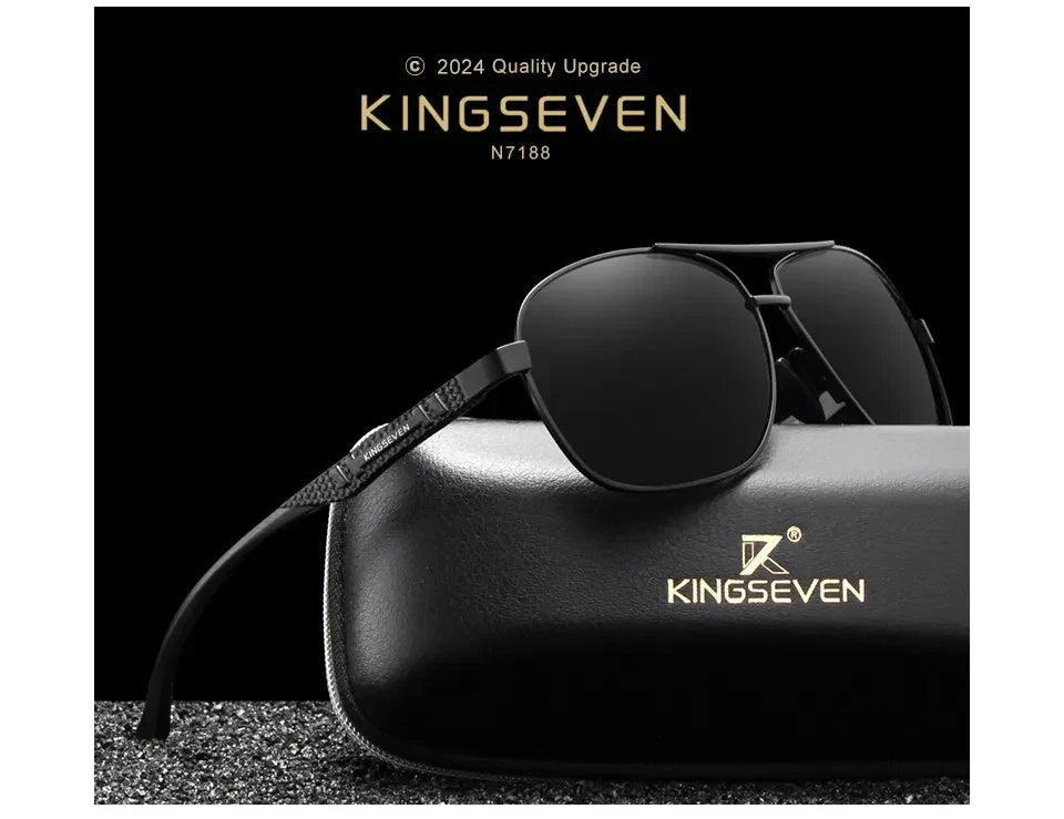KINGSEVEN Polarized Pilot Sunglasses – UV400 HD Lens Aluminum Frame Photochromic Night Vision Eyewear for Men & Women