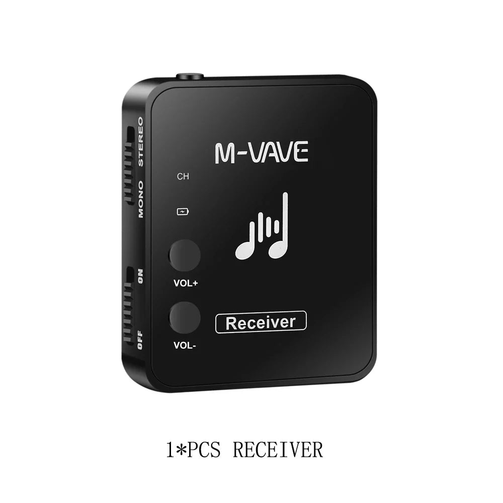 M-vave WP-10 2.4G Wireless Earphone Monitor – Rechargeable Transmitter & Receiver with Volume Button, Supports Stereo & Mono Cuvave