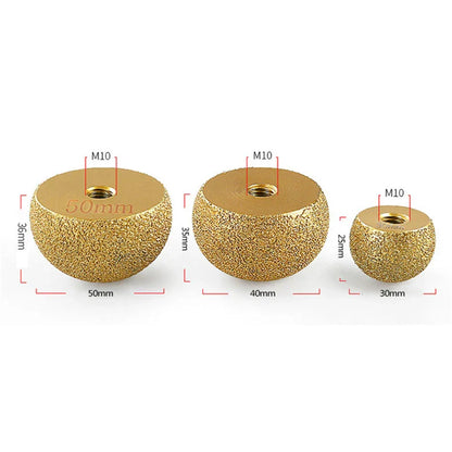 Diamond Brazed Round Grinding Head: Abrasive Tool for Internal Arc Grinding of Stones - Engraving Tool with Mushroom Head Design