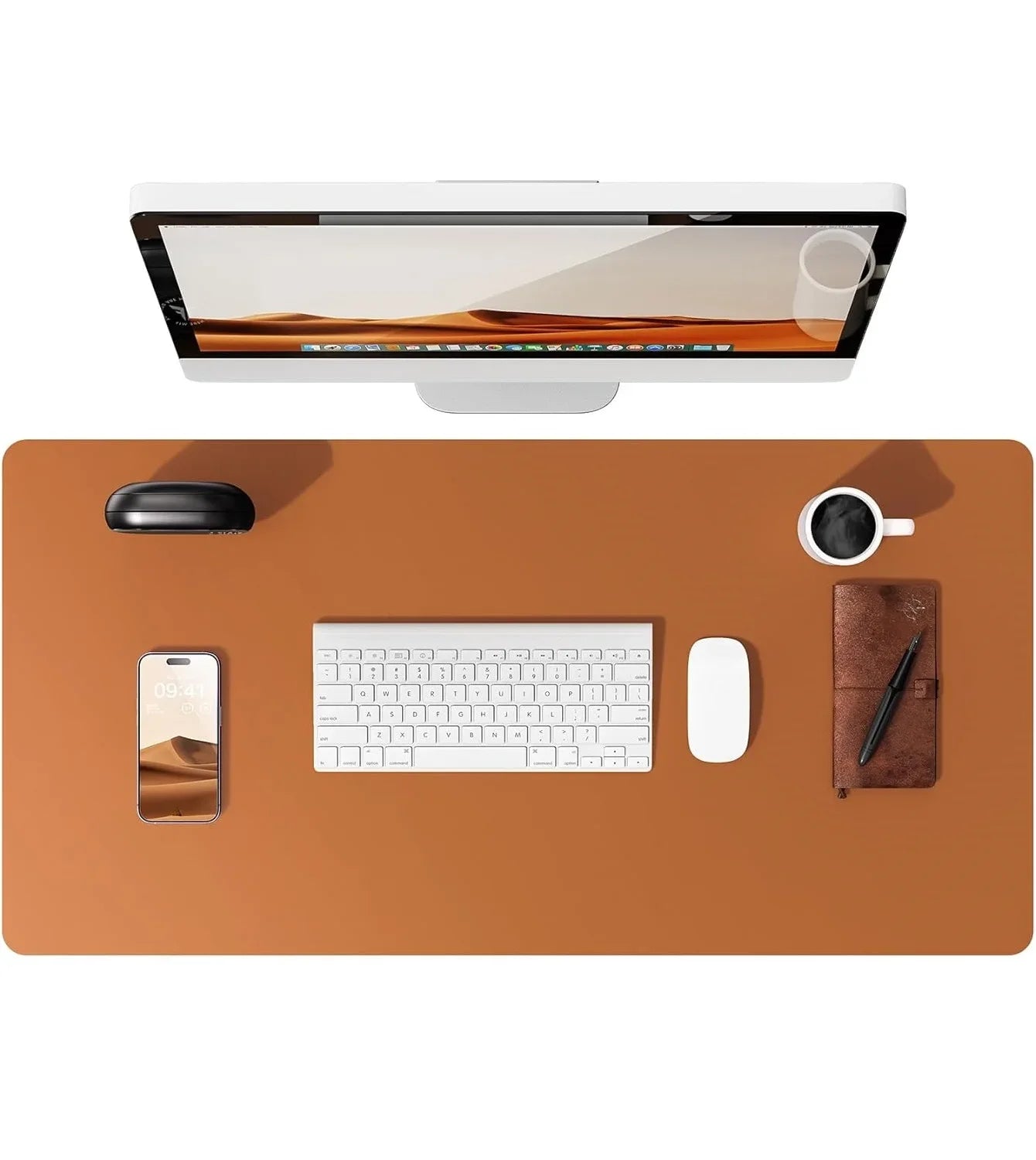 Large Leather Mouse Pad Desk Mat - Non-Slip PU Leather Office Desk Protector for Laptop & Workspace Setup