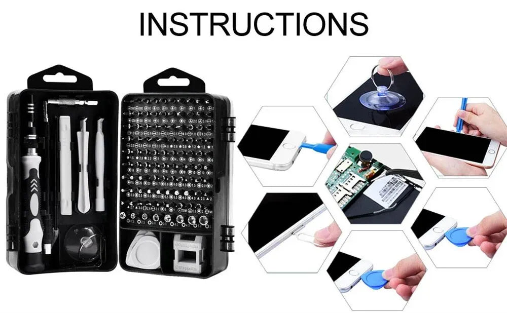 115-in-1 Magnetic Precision Screwdriver Set – Professional Electronics Repair Tools for Laptop, Phone & PC Maintenance