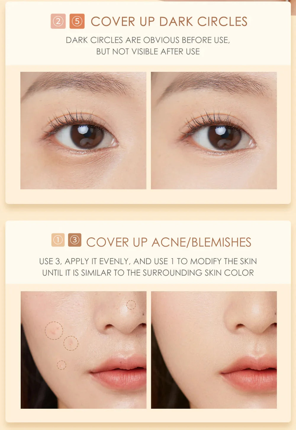 FOCALLURE 5-Color Face Concealer Palette – Waterproof, Moisturizing, Oil-Control Contour & Brightening Makeup Primer