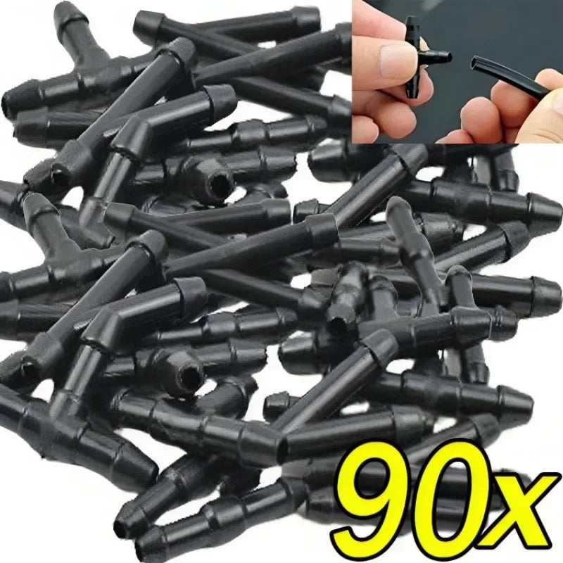 18-90x Car Windshield Washer Pipe Joints – T, Y, I Type Wiper Spray Nozzle Connector Hose Tube for Car Cleaning