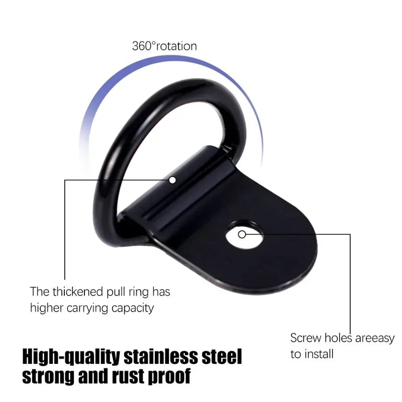 10/20pcs Stainless Steel D-Shape Pull Hook Tie Down Rings - Cargo Anchor Rings for Trucks, Trailers, RVs & Boats Accessories
