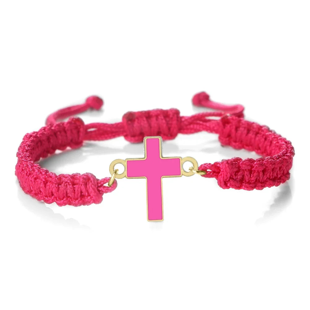 Jesus Cross Braided Bracelet - Handmade Christian Faith Friendship Bangle Jewelry Gift for Women & Men