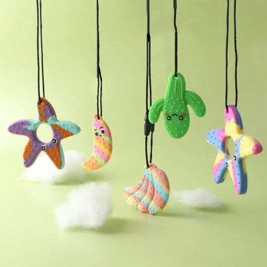 BPA-Free Silicone Baby Teether – Cartoon Sensory Chew Pendant Necklace for Newborns, Autism & ADHD Teething Care