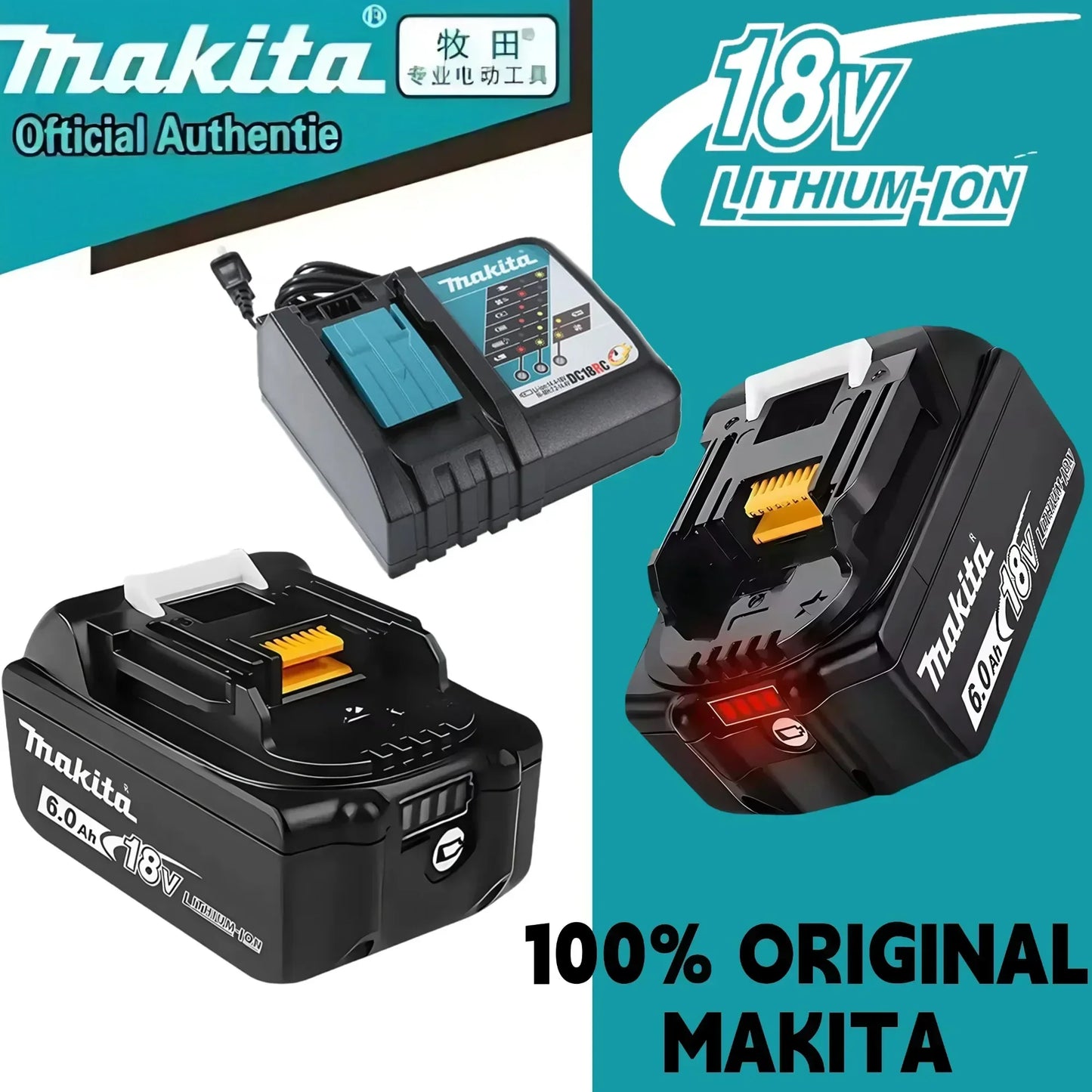 Genuine Makita 6AH BL1860 18V Li-Ion Battery — Replacement for BL1850 & BL1840, Compatible with 18V Screwdrivers, BMS TPCELL