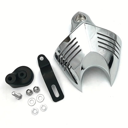 Motorcycle Big Twin Horn Cover – Black/Chrome Cowbell Horns for Harley Dyna Softail Sportster