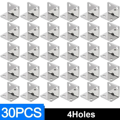 50/10PCS Universal Stainless Steel Corner Bracket | 90 Degree Right Angle Fixed Bracket for Wood Furniture, Bedframe, Cabinet Accessories