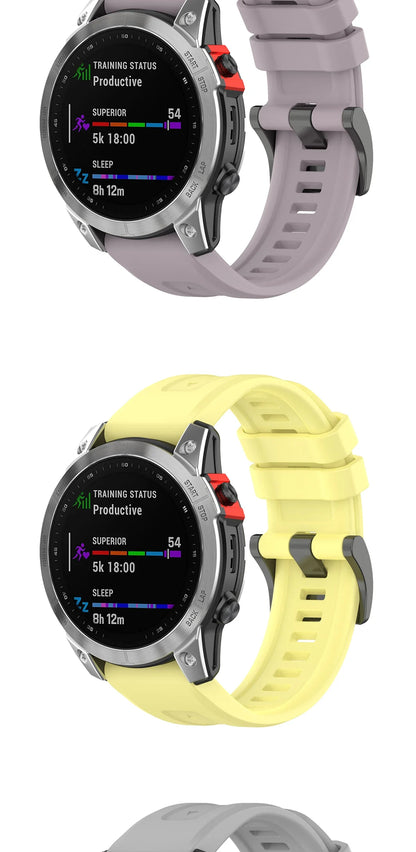 Silicone Watch Strap for Garmin Fenix 7X/7/7S/6/6X/5X/5S/3HR/945/935 – QuickFit 20/22/26mm Wrist Band