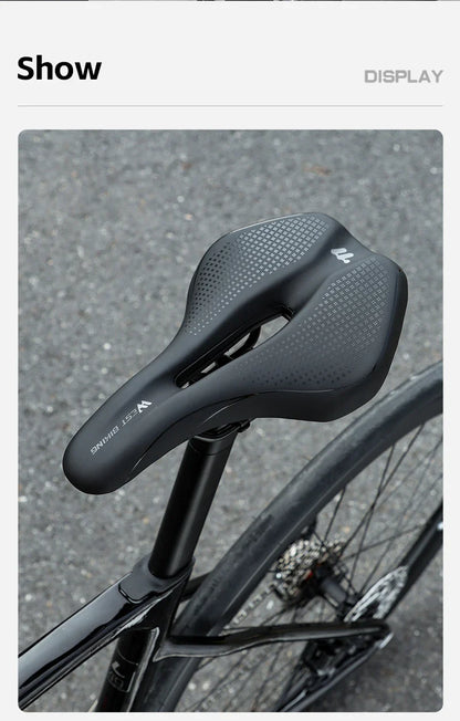 WEST BIKING Bicycle Saddle — Comfortable Hollow PU Leather Bike Seat | Wear-Resistant Road Cycling Cushion