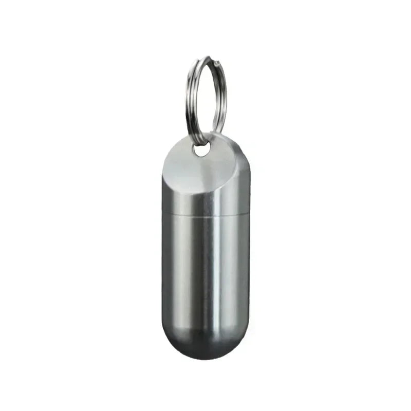 Portable Waterproof Metal Capsule Box – Mini Stainless Steel Pill Case Holder for Medicine, EDC Tool, and Seal Bottle