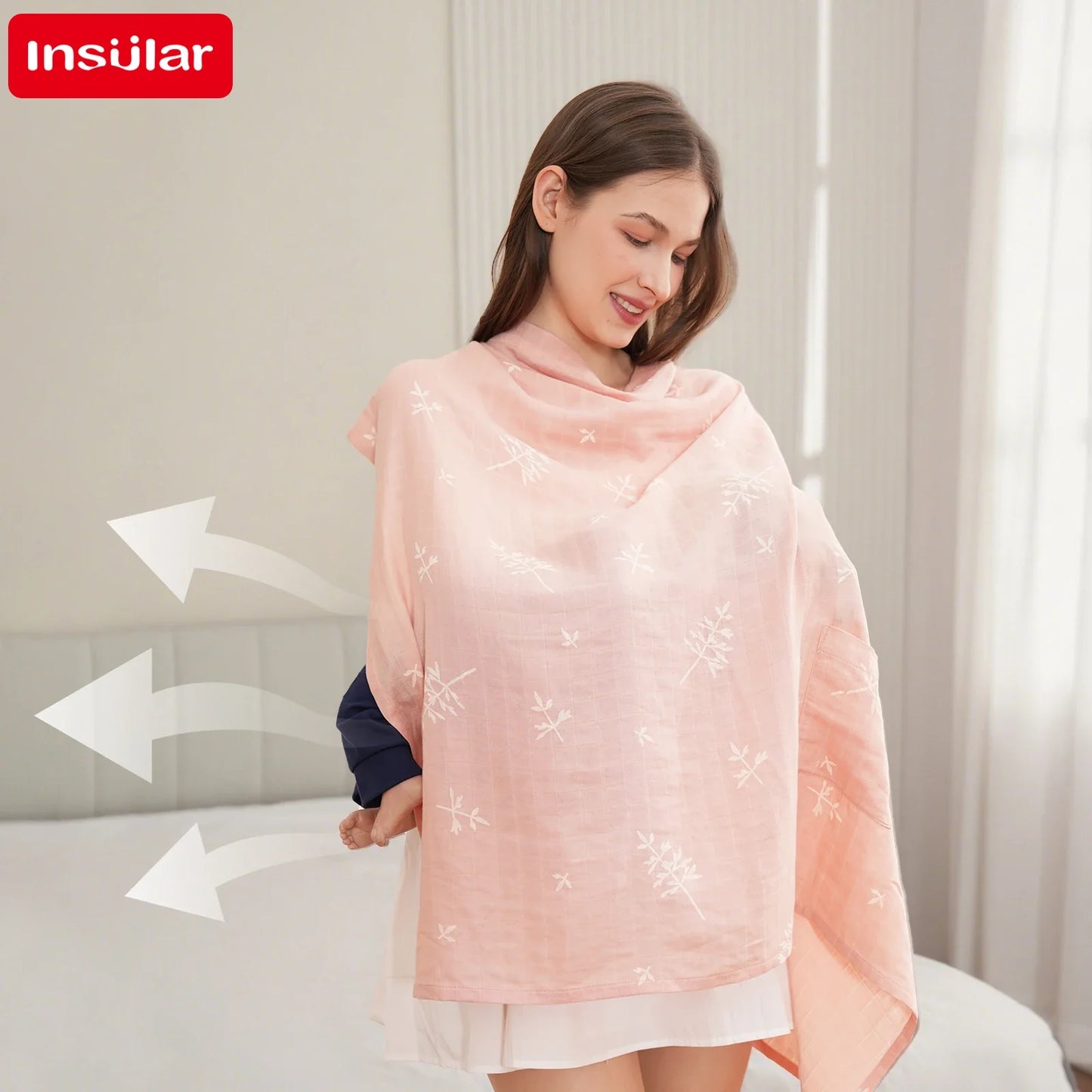 Breastfeeding Nursing Cover Shawl – Bamboo Cotton Baby Blanket Scarf for Privacy, Stroller & Pregnancy Protection Wrap