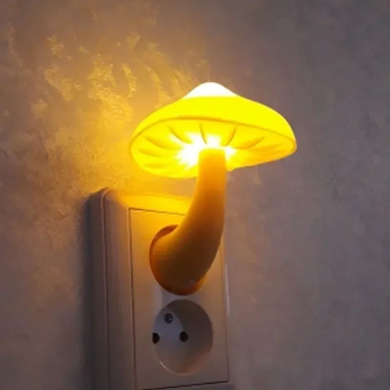 LED Mushroom Sensor Night Light – Warm White Dimmable Plug-In Wall Lamp for Bedroom, Kids Room Decor (US/EU Plug)
