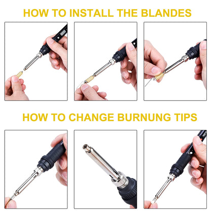 JCD 80W Electric Engraving & Soldering Pen – Wood Burning Pyrography Kit with 28 Craft Tips (908S)