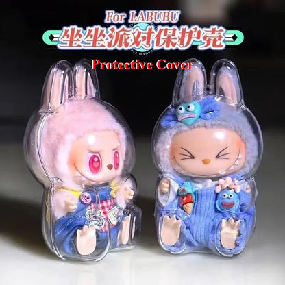 Transparent Protective Display Cover for Labubu Elf Plush Dolls – Cute Storage Box for Party Toys