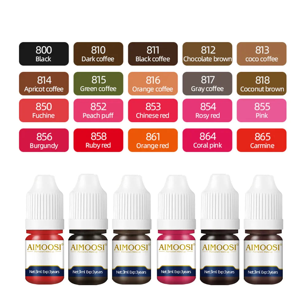 3ml Microblading Pigments: Tattoo Ink Nano Pigment Milkly Colors for Semi Permanent Makeup Sets - Enhance Eyebrows, Eyeliner, and Lips Beauty