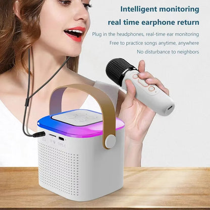 New Karaoke Machine - Portable Bluetooth Speaker System with Subwoofer, 1-2 Wireless Microphones, and Music Player for Adults and Kids!