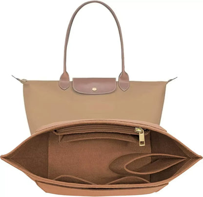 Longchamp Le Pliage S/ML Purse Organizer Insert — Custom Felt Liner with Multi-Compartment Bag Organizer