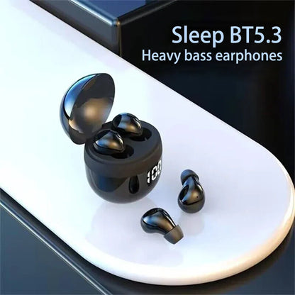 SK18 Mini Invisible Wireless Bluetooth 5.3 Headphones — Bass Sleeping Earbuds with Mic, Noise Cancellation & HD Sound